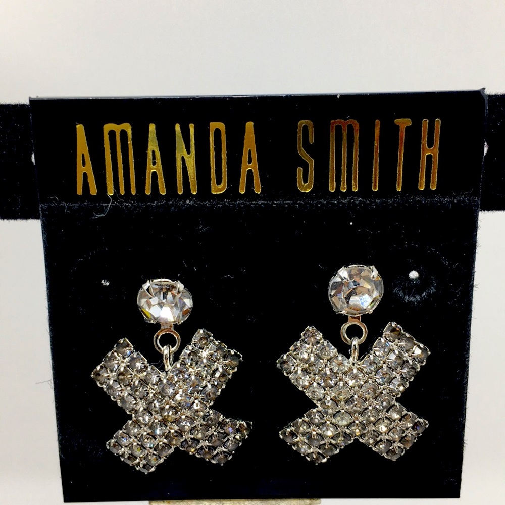 Amanda Smith “X” Rhinestone earrings - Picture 2 of 4